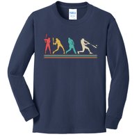 Retro Vintage Baseball Sports Fan Kids Long Sleeve Shirt