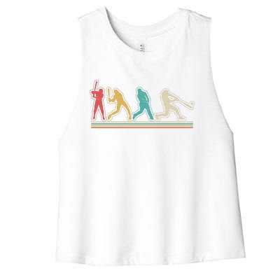 Retro Vintage Baseball Sports Fan Women's Racerback Cropped Tank