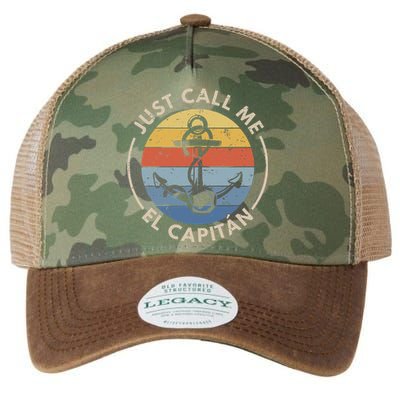 Retro Vintage Boat Just Call Me El Capitan Legacy Tie Dye Trucker Hat