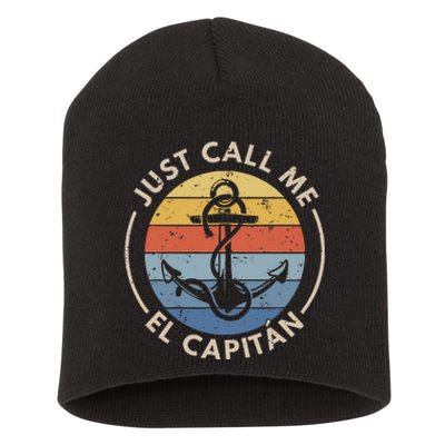 Retro Vintage Boat Just Call Me El Capitan Short Acrylic Beanie