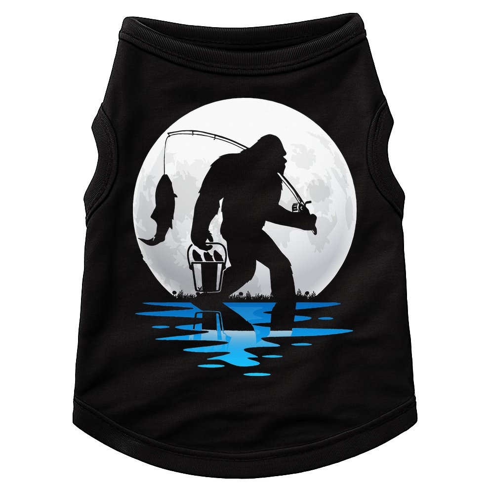 Retro Vintage Bigfoot Sasquatch Fishing Lover Fan Fisher Doggie Tank