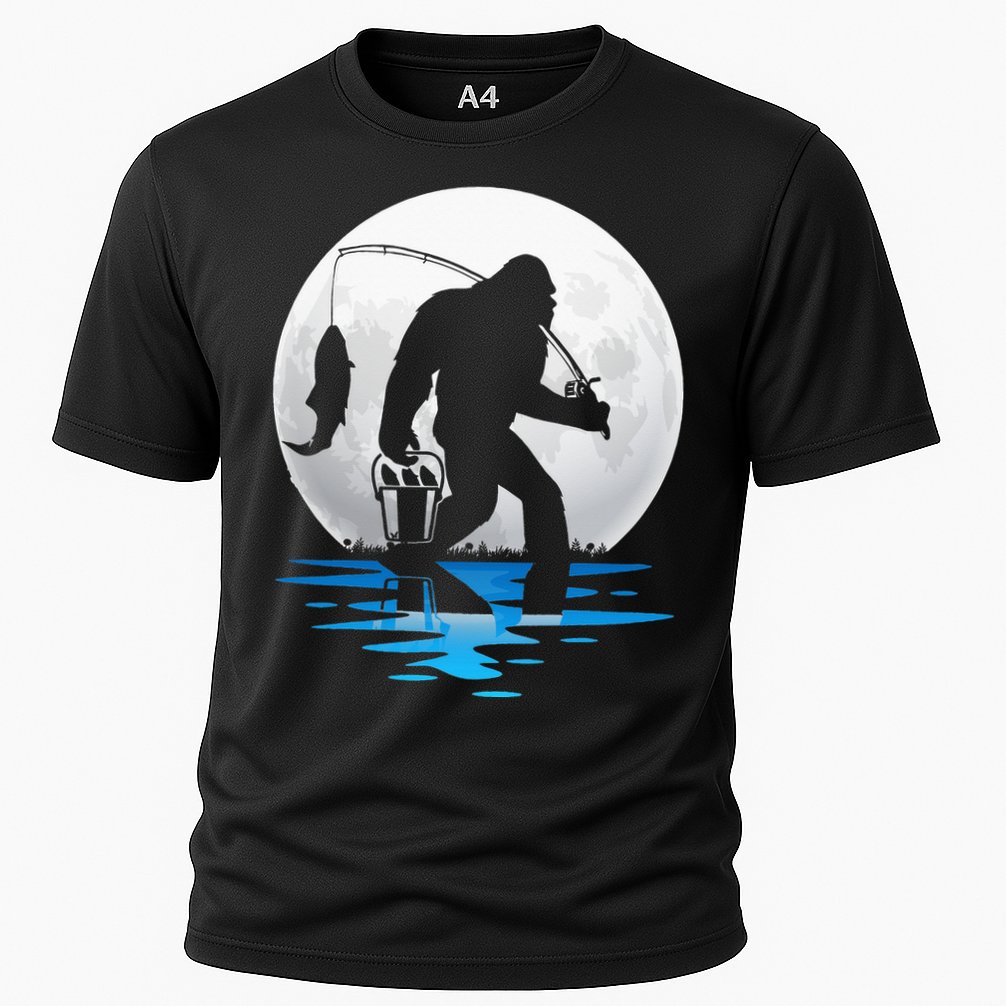 Retro Vintage Bigfoot Sasquatch Fishing Lover Fan Fisher Performance Shirt