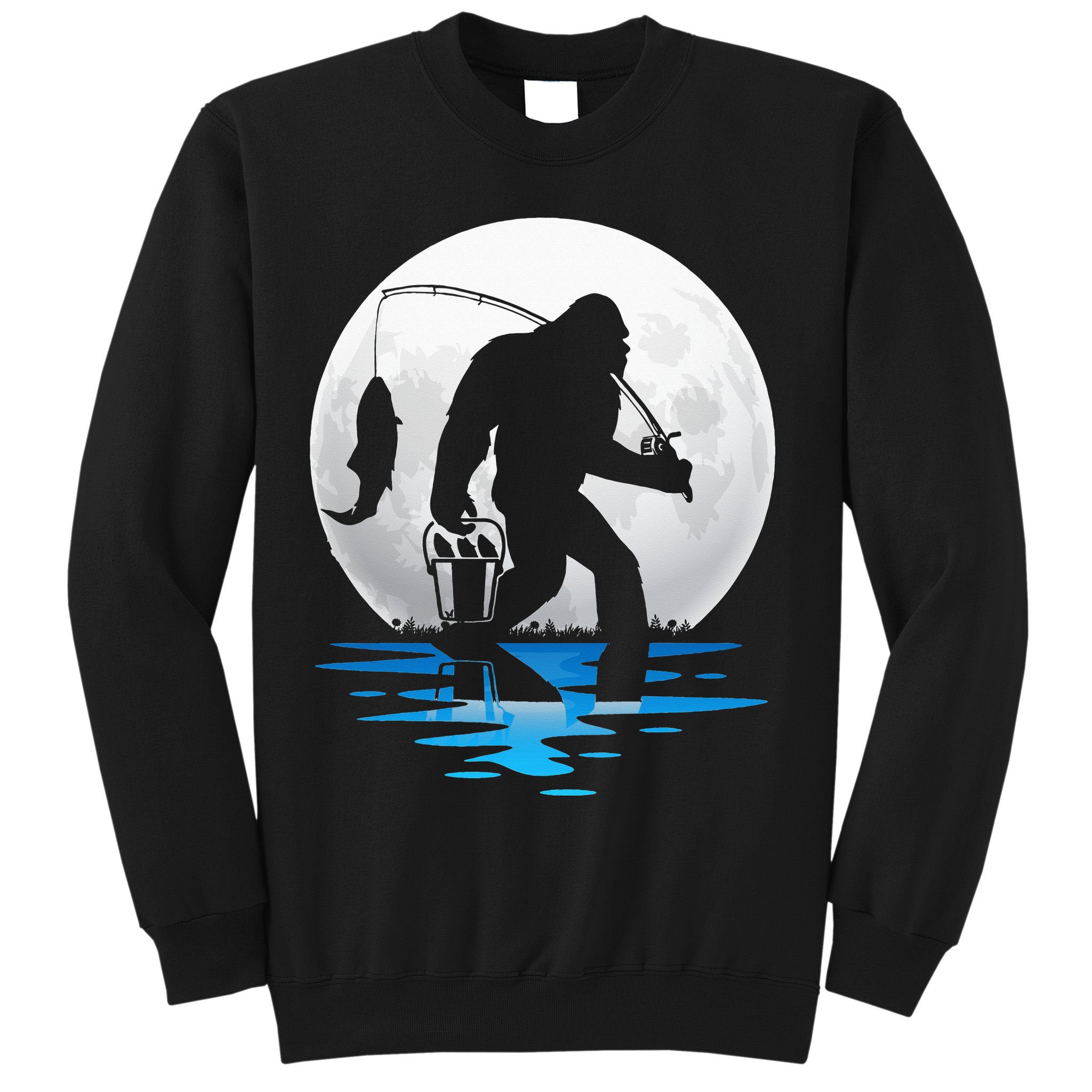 Retro Vintage Bigfoot Sasquatch Fishing Lover Fan Fisher Sweatshirt