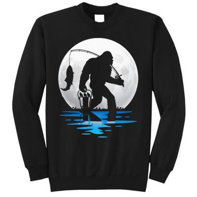 Retro Vintage Bigfoot Sasquatch Fishing Lover Fan Fisher Sweatshirt