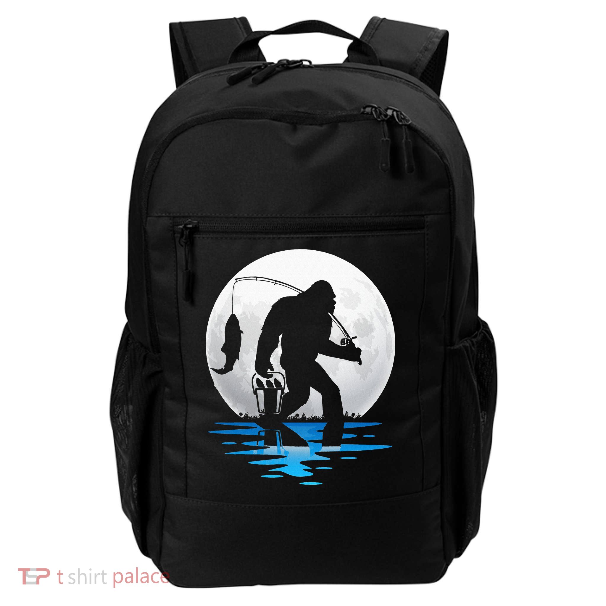 Retro Vintage Bigfoot Sasquatch Fishing Lover Fan Fisher Backpack