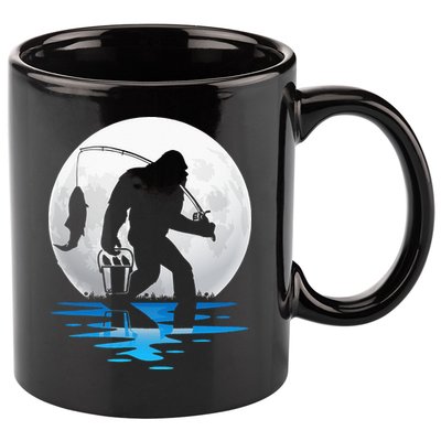 Retro Vintage Bigfoot Sasquatch Fishing Lover Fan Fisher 11oz C Handle Ceramic Mug