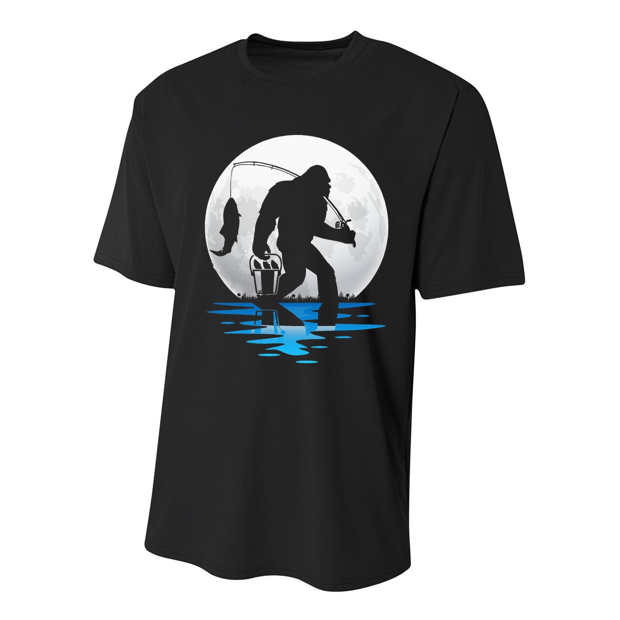 Retro Vintage Bigfoot Sasquatch Fishing Lover Fan Fisher Youth Performance Sprint T-Shirt