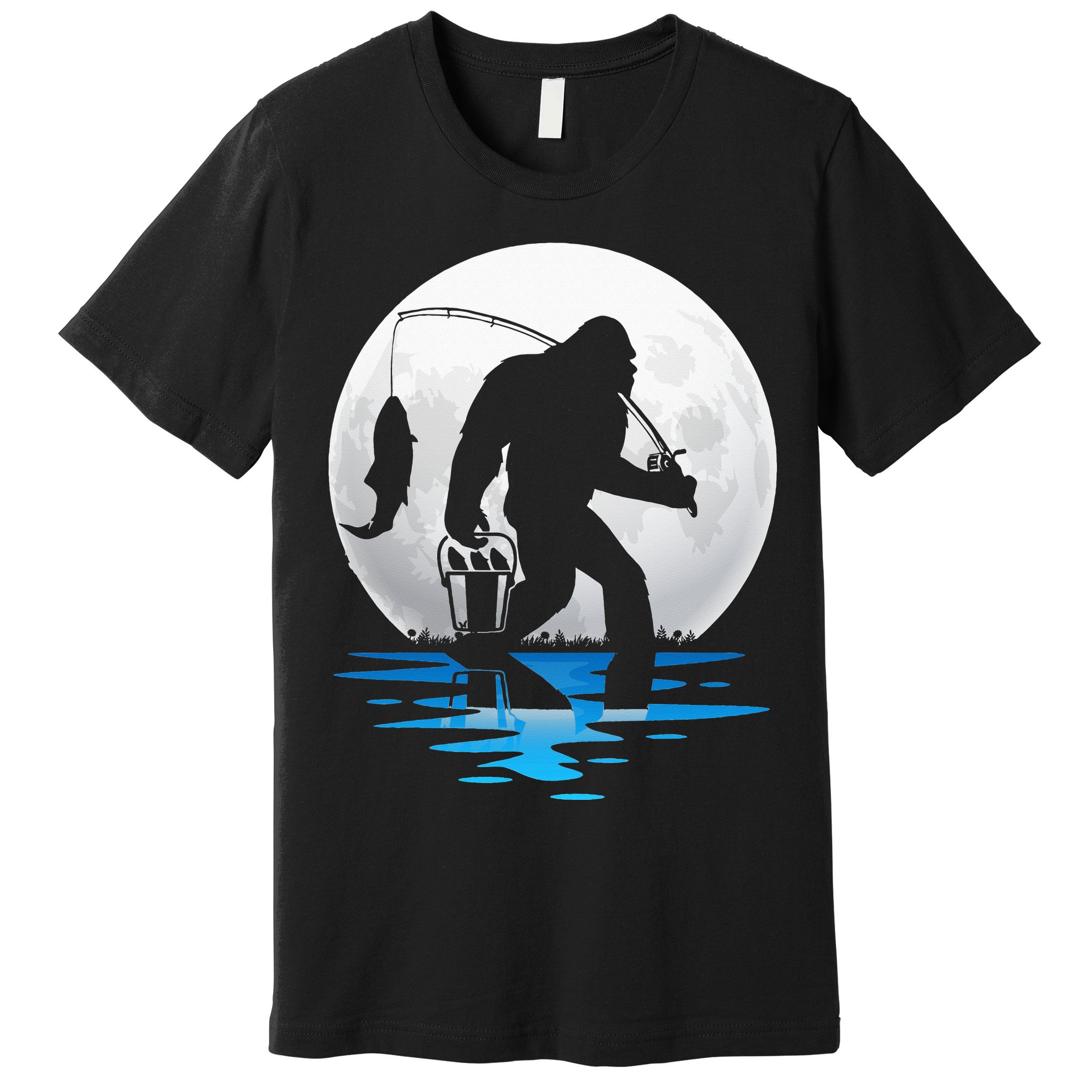 Retro Vintage Bigfoot Sasquatch Fishing Lover Fan Fisher Premium T-Shirt