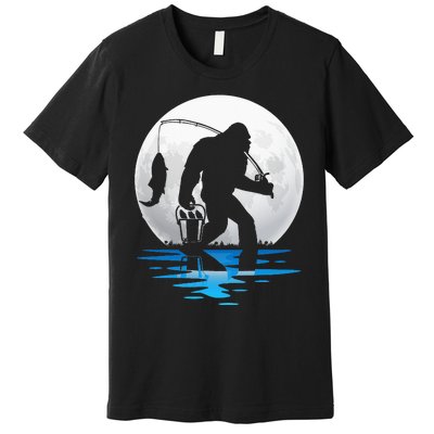 Retro Vintage Bigfoot Sasquatch Fishing Lover Fan Fisher Premium T-Shirt