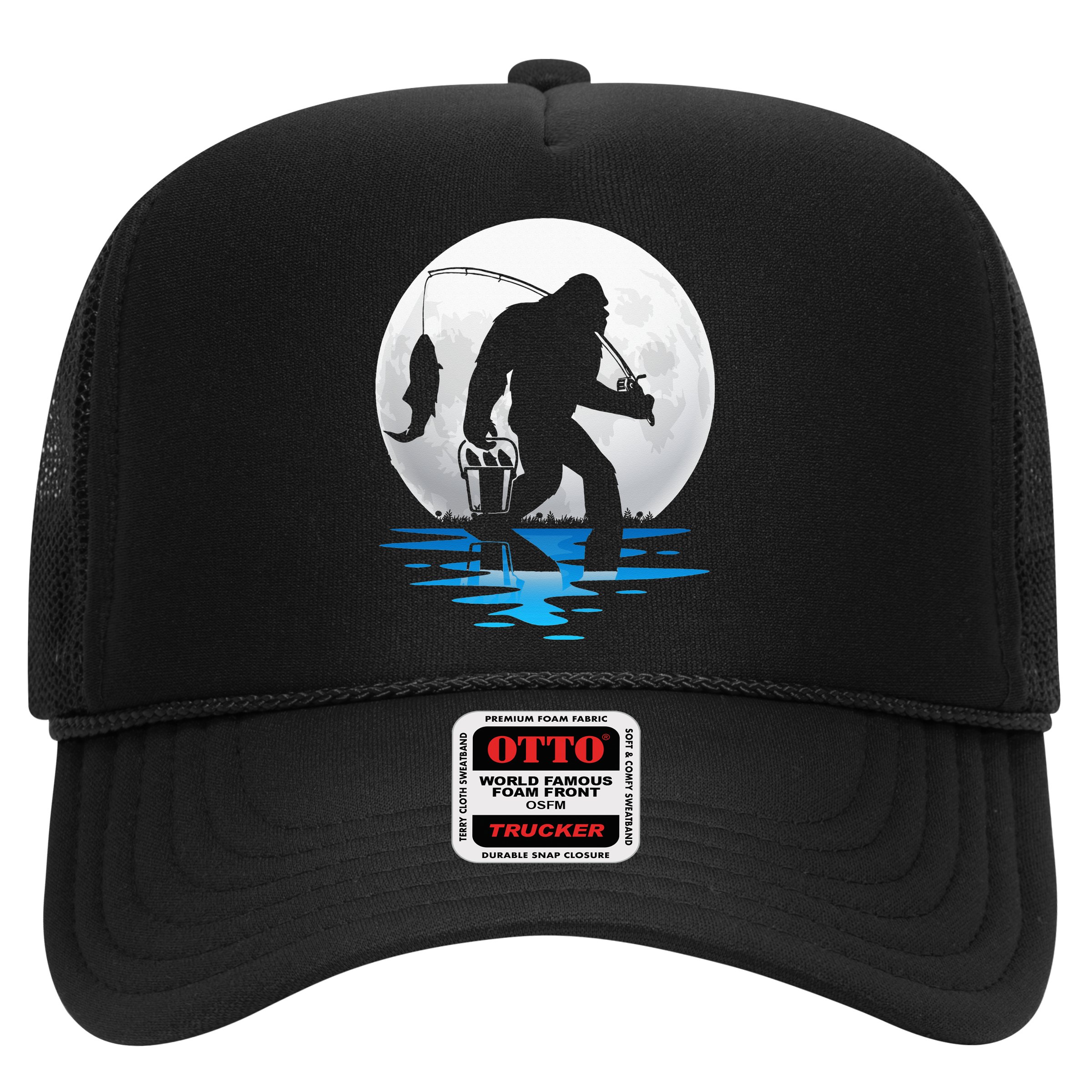 Retro Vintage Bigfoot Sasquatch Fishing Lover Fan Fisher Hat