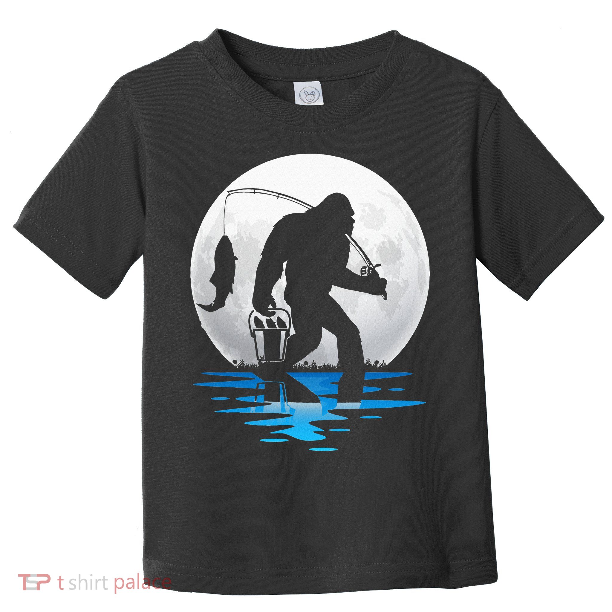 Retro Vintage Bigfoot Sasquatch Fishing Lover Fan Fisher Toddler T-Shirt