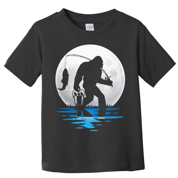 Retro Vintage Bigfoot Sasquatch Fishing Lover Fan Fisher Toddler T-Shirt