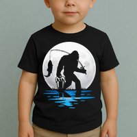 Retro Vintage Bigfoot Sasquatch Fishing Lover Fan Fisher Toddler T-Shirt