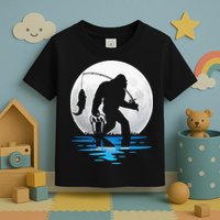 Retro Vintage Bigfoot Sasquatch Fishing Lover Fan Fisher Toddler T-Shirt