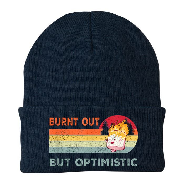 Retro Vintage Burnt Out But Optimistic Funny Saying Knit Cap Winter Beanie