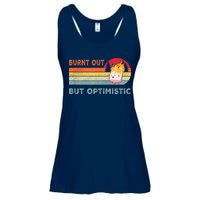 Retro Vintage Burnt Out But Optimistic Funny Saying Ladies Essential Flowy Tank
