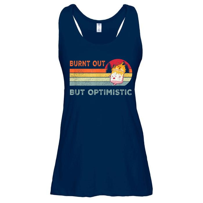 Retro Vintage Burnt Out But Optimistic Funny Saying Ladies Essential Flowy Tank