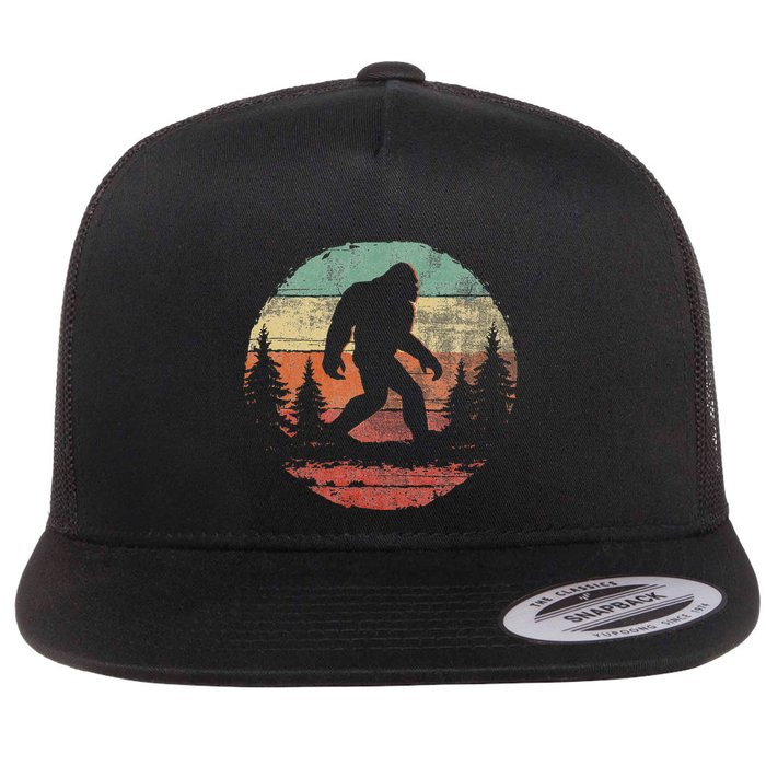 Retro Vintage Bigfoot Hide And Seek Flat Bill Trucker Hat