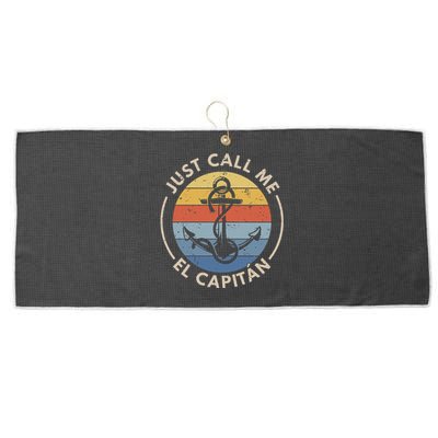 Retro Vintage Boat Just Call Me El Capitan Large Microfiber Waffle Golf Towel