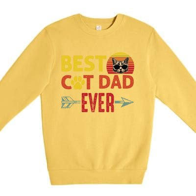 Retro Vintage Best Cat Dad Gift Premium Crewneck Sweatshirt