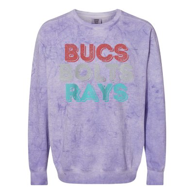 Retro Vintage Bucs Bolts Rays Raglan Baseball Colorblast Crewneck Sweatshirt