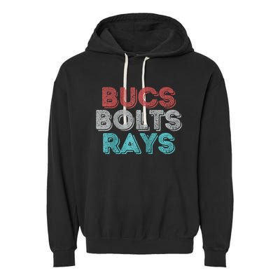 Retro Vintage Bucs Bolts Rays Raglan Baseball Garment-Dyed Fleece Hoodie