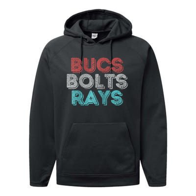 Retro Vintage Bucs Bolts Rays Raglan Baseball Performance Fleece Hoodie