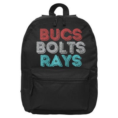 Retro Vintage Bucs Bolts Rays Raglan Baseball 16 in Basic Backpack