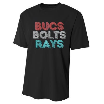 Retro Vintage Bucs Bolts Rays Raglan Baseball Performance Sprint T-Shirt