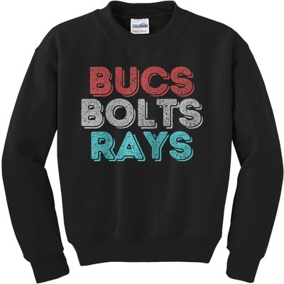 Retro Vintage Bucs Bolts Rays Raglan Baseball Kids Sweatshirt