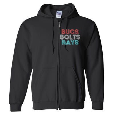 Retro Vintage Bucs Bolts Rays Raglan Baseball Full Zip Hoodie