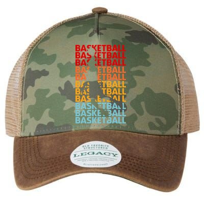 Retro Vintage Basketball Typography Basketball Player Silhouette Basketball Fan Legacy Tie Dye Trucker Hat