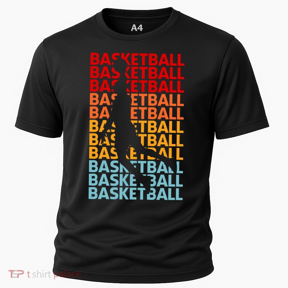 Retro Vintage Basketball Typography Basketball Player Silhouette Basketball Fan Performance Shirt