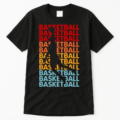 Retro Vintage Basketball Typography Basketball Player Silhouette Basketball Fan Tall T-Shirt