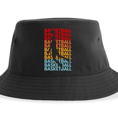 Retro Vintage Basketball Typography Basketball Player Silhouette Basketball Fan Sustainable Bucket Hat