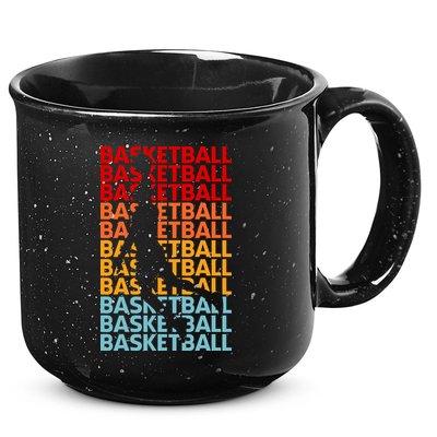 Retro Vintage Basketball Typography Basketball Player Silhouette Basketball Fan 15oz Campfire Ceramic Mug