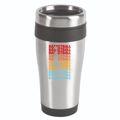 Retro Vintage Basketball Typography Basketball Player Silhouette Basketball Fan 16oz Travel Tumbler