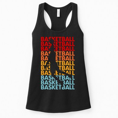 Retro Vintage Basketball Typography Basketball Player Silhouette Basketball Fan Womens Tank Top
