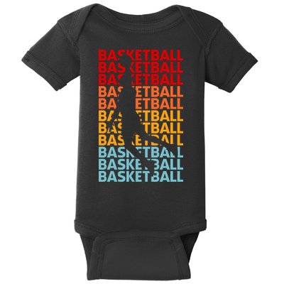 Retro Vintage Basketball Typography Basketball Player Silhouette Basketball Fan Baby Bodysuit