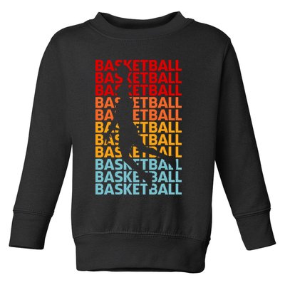 Retro Vintage Basketball Typography Basketball Player Silhouette Basketball Fan Toddler Sweatshirt