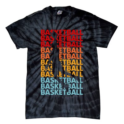 Retro Vintage Basketball Typography Basketball Player Silhouette Basketball Fan Tie-Dye T-Shirt