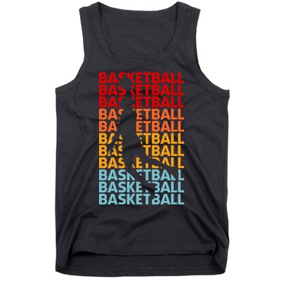 Retro Vintage Basketball Typography Basketball Player Silhouette Basketball Fan Tank Top