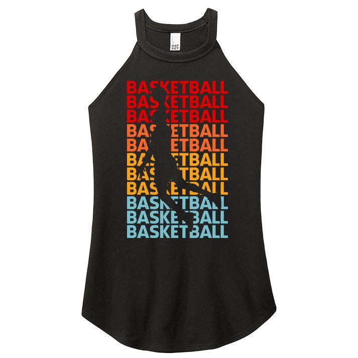 Retro Vintage Basketball Typography Basketball Player Silhouette Basketball Fan Women's Perfect Tri Rocker Tank