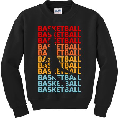Retro Vintage Basketball Typography Basketball Player Silhouette Basketball Fan Kids Sweatshirt