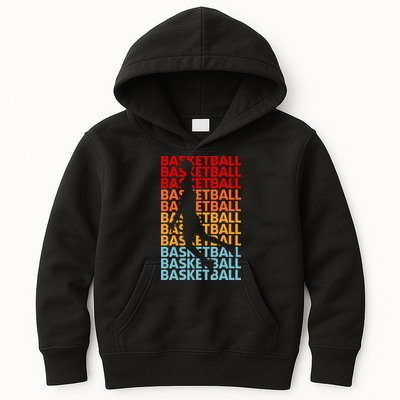 Retro Vintage Basketball Typography Basketball Player Silhouette Basketball Fan Kids Hoodie