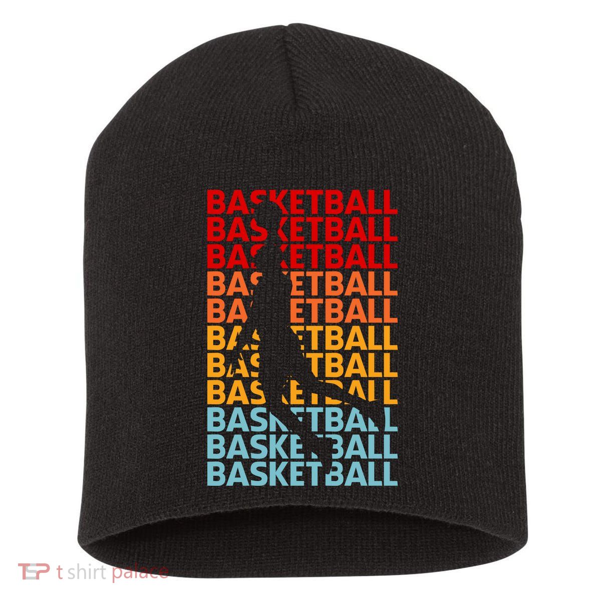 Retro Vintage Basketball Typography Basketball Player Silhouette Basketball Fan Short Acrylic Beanie