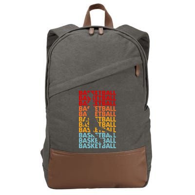 Retro Vintage Basketball Typography Basketball Player Silhouette Basketball Fan Cotton Canvas Backpack