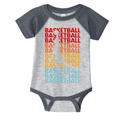 Retro Vintage Basketball Typography Basketball Player Silhouette Basketball Fan Infant Baby Jersey Bodysuit