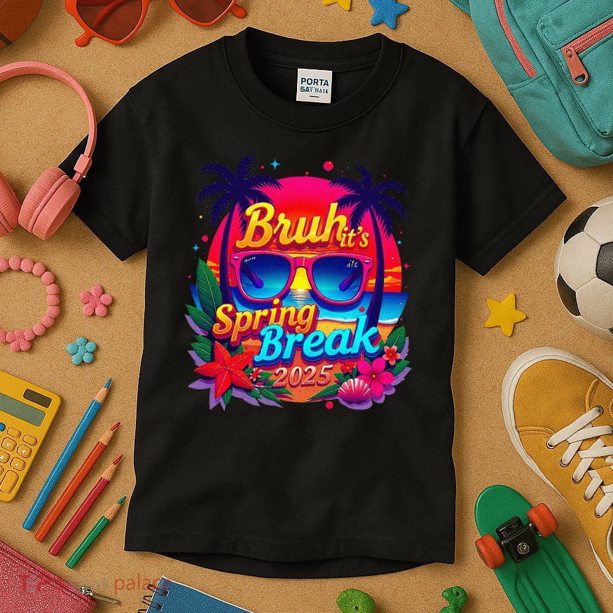 Retro Vintage Bruh its Spring Break 2025 Funny Vacation Kids T-Shirt