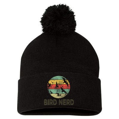 Retro Vintage Birding Bird Watching Funny Bird Watcher Pom Pom 12in Knit Beanie